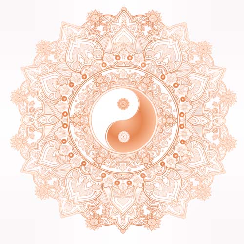 Yin and Yang with mandala patterns vector 03 Yin and Yang with mandala patterns vector 03