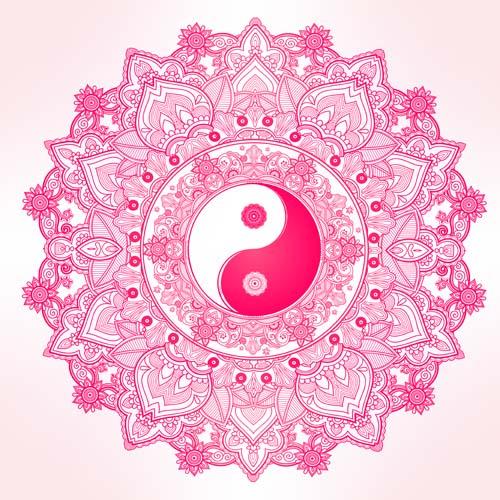 Yin and Yang with mandala patterns vector 04 Yin and Yang with mandala patterns vector 04