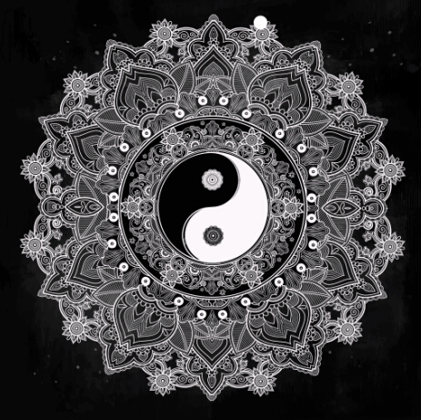 Yin and Yang with mandala patterns vector 07 Yin and Yang with mandala patterns vector 07