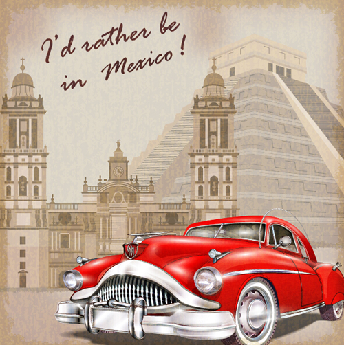 Car vintage poster design material vector 08 Car vintage poster design material vector 08