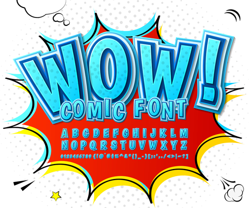 Comic styles fonts design set 07 Comic styles fonts design set 07