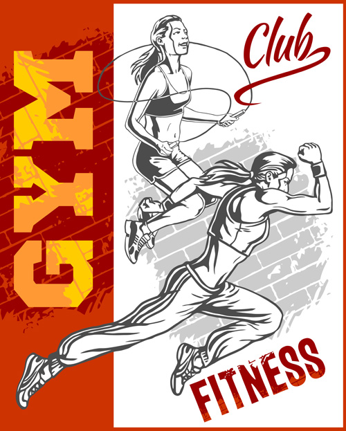 poster hand gym fitness drawn 