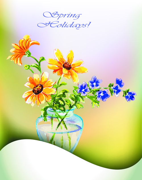 Hand drawn watercolor flower background 02