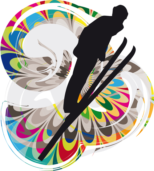 Hand drawn skiing sketch vector design 05 Hand drawn skiing sketch vector design 05