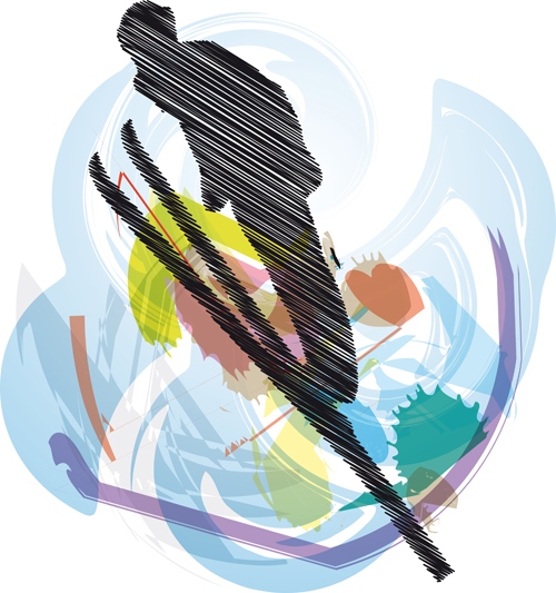 Hand drawn skiing sketch vector design 06 Hand drawn skiing sketch vector design 06