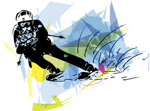 skiing sketch hand drawn design 
