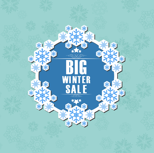 Paper snowflake frame with winter sale vector background 01 Paper snowflake frame with winter sale vector background 01