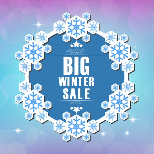 winter snowflake sale paper frame background 