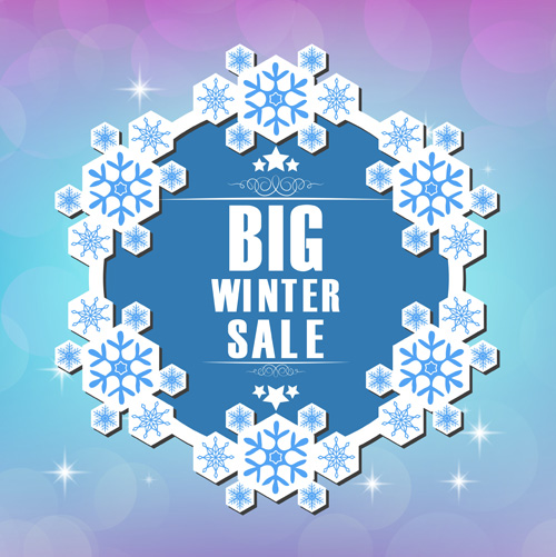 Paper snowflake frame with winter sale vector background 02 Paper snowflake frame with winter sale vector background 02