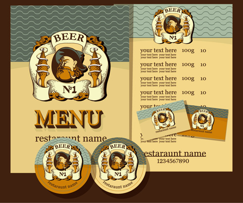 Retro beer menu cover with list vector Retro beer menu cover with list vector