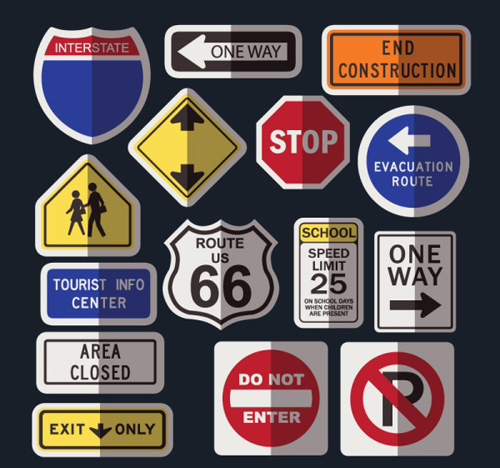 Road traffic signs vector material Road traffic signs vector material