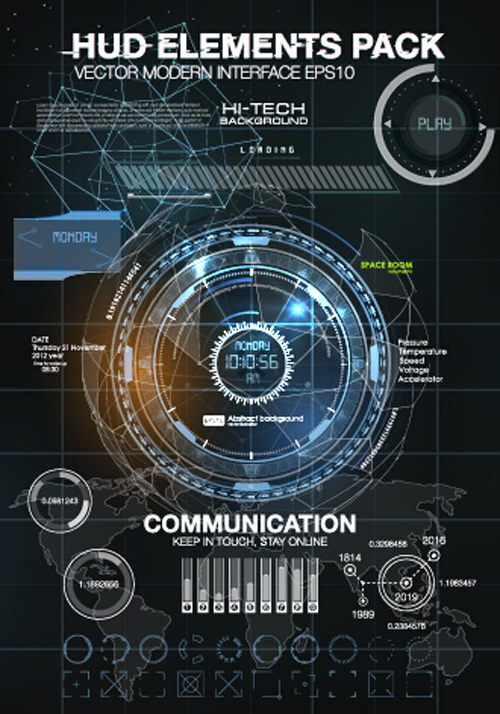 Vector modern Infographics HUD elements vector 02