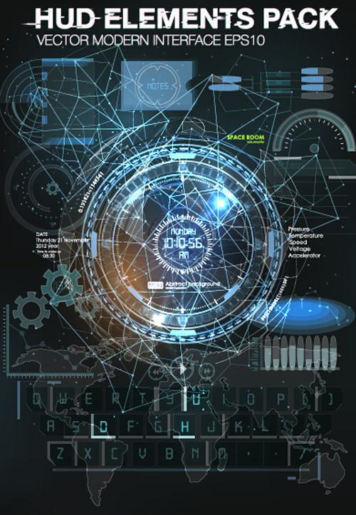 Vector modern Infographics HUD elements vector 03
