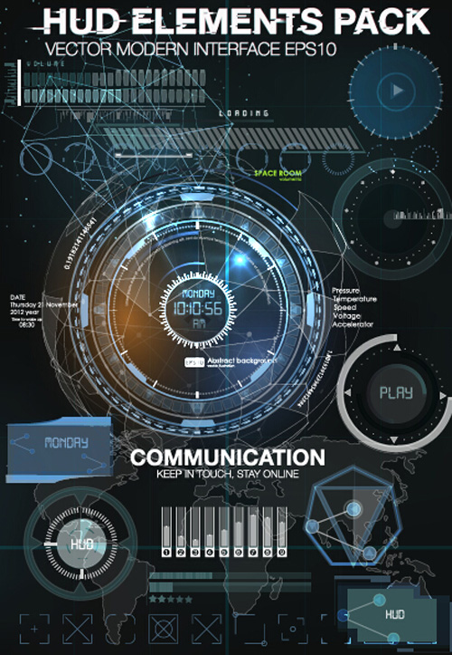 Vector modern Infographics HUD elements vector 04 Vector modern Infographics HUD elements vector 04