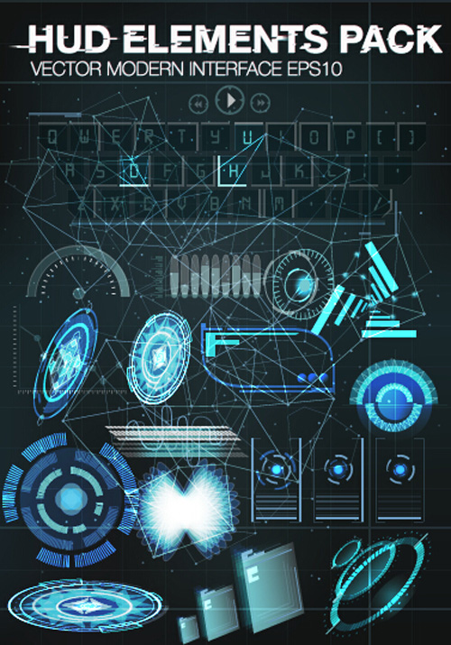 Vector modern Infographics HUD elements vector 08 Vector modern Infographics HUD elements vector 08