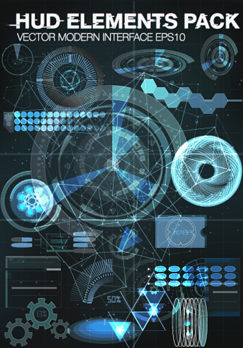 Vector modern Infographics HUD elements vector 09 Vector modern Infographics HUD elements vector 09