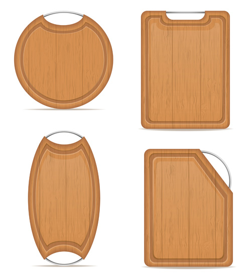 Wooden cutting board vector design set 10