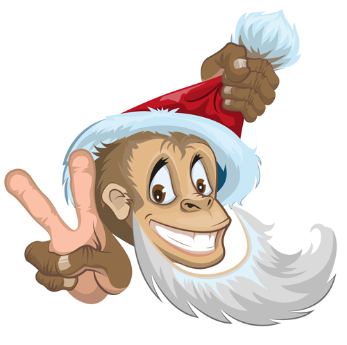 2016 christmas with funny monkey vector 02 2016 christmas with funny monkey vector 02