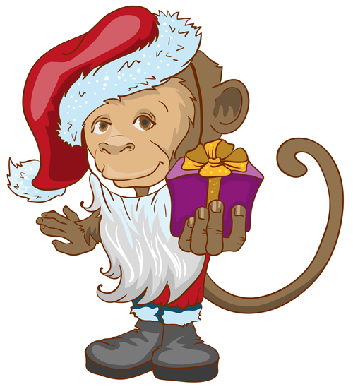 2016 christmas with funny monkey vector 03 2016 christmas with funny monkey vector 03