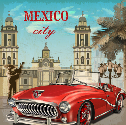 Car vintage poster design material vector 04 Car vintage poster design material vector 04
