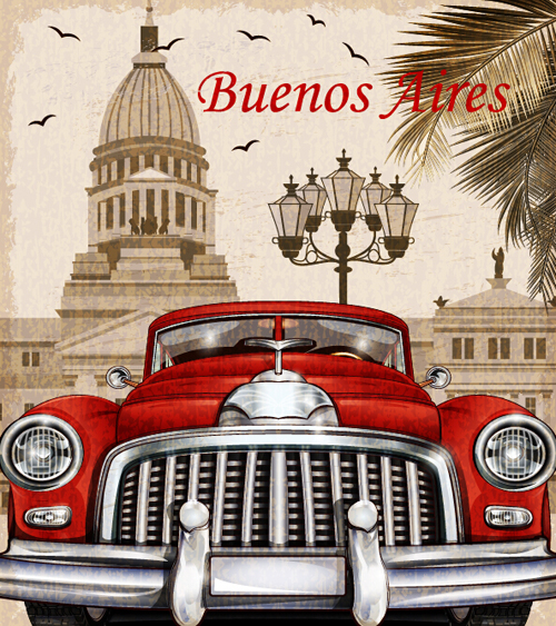 Car vintage poster design material vector 12 Car vintage poster design material vector 12
