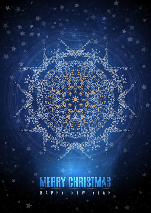 snowflake pattern christmas blue background 