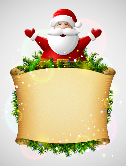 Christmas santa with paper background vector Christmas santa with paper background vector