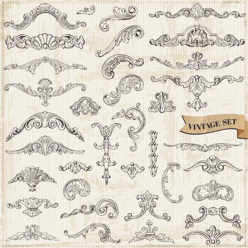 Classical ornaments retro styles vector 01 Classical ornaments retro styles vector 01