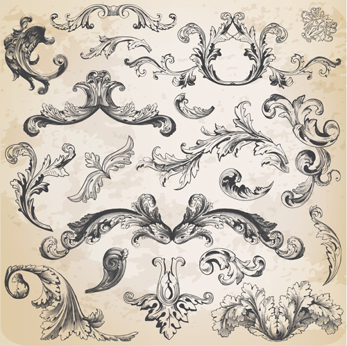 Classical ornaments retro styles vector 02