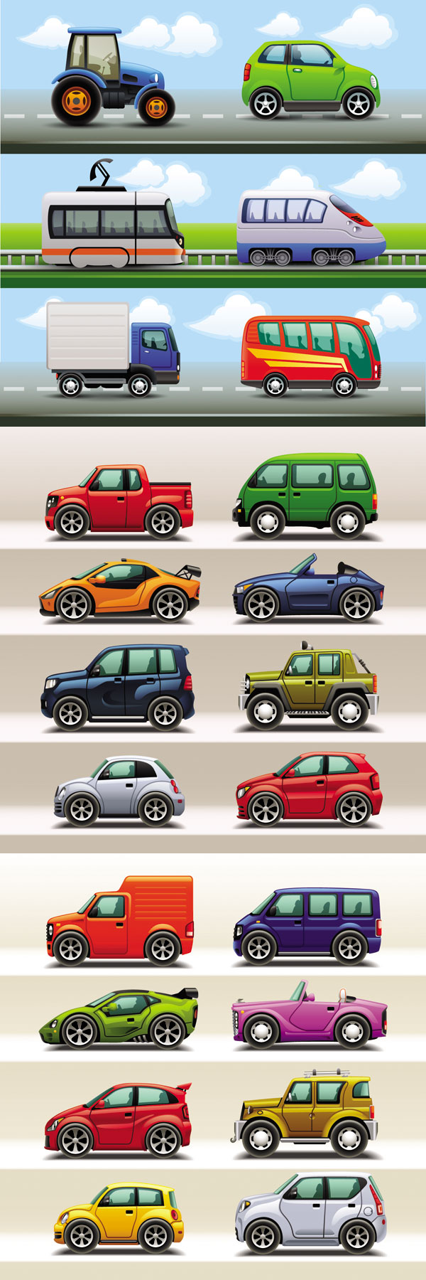 Cute cartoon car creative vector material Cute cartoon car creative vector material