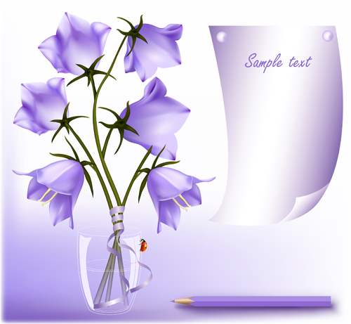 Elegant purple flower background art vector 02