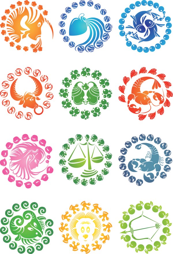 Elegant twelve constellations icons vector
