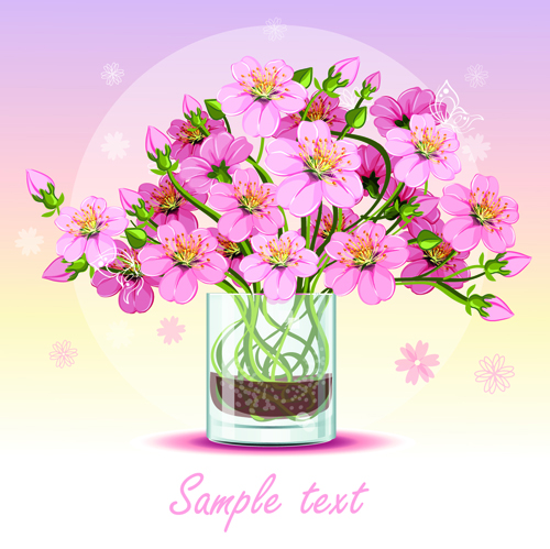 Pink flower with glass cup design vector Pink flower with glass cup design vector