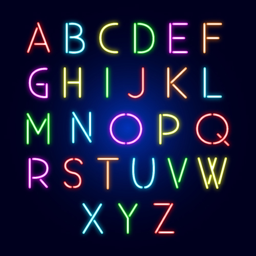 Shiny Neon Alphabet Vectors Welovesolo