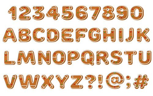 Sweet biscuit alphabet with numbers vector 02 Sweet biscuit alphabet with numbers vector 02