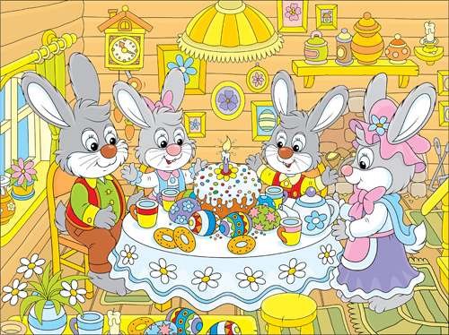 lovely cartoon bunny design vector set 04