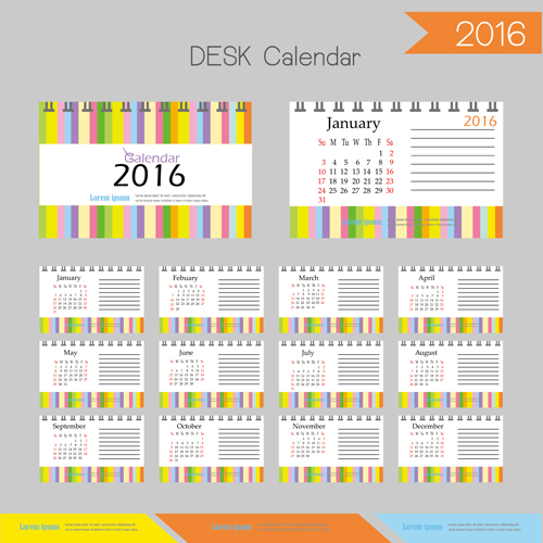 2016 desk calendar template vectors set 14 2016 desk calendar template vectors set 14