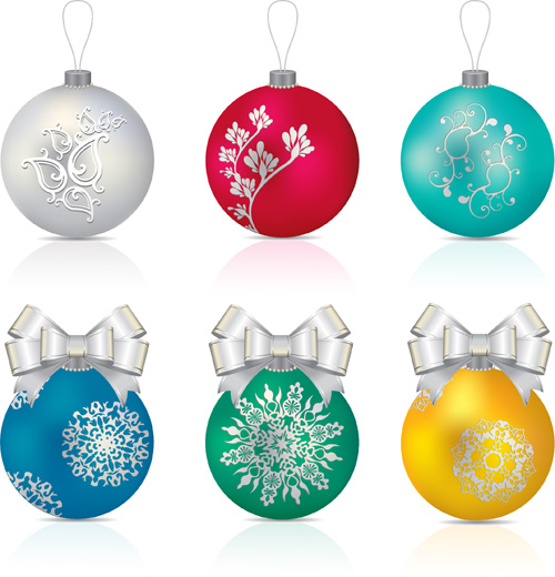 Beautiful christmas balls shiny vector 01 Beautiful christmas balls shiny vector 01