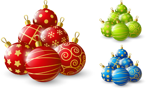 Beautiful christmas balls shiny vector 02 Beautiful christmas balls shiny vector 02