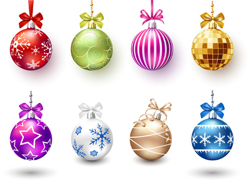 Beautiful christmas balls shiny vector 03 Beautiful christmas balls shiny vector 03