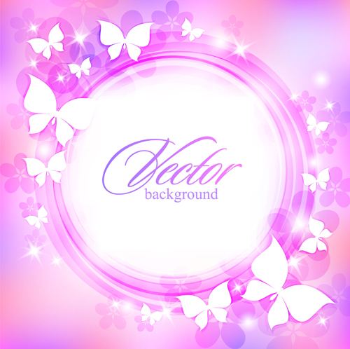 Butterflies with Elegant pink background vector Butterflies with Elegant pink background vector