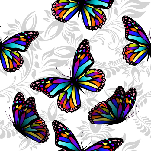 Butterflies with floral vector seamless pattern vector 05 Butterflies with floral vector seamless pattern vector 05