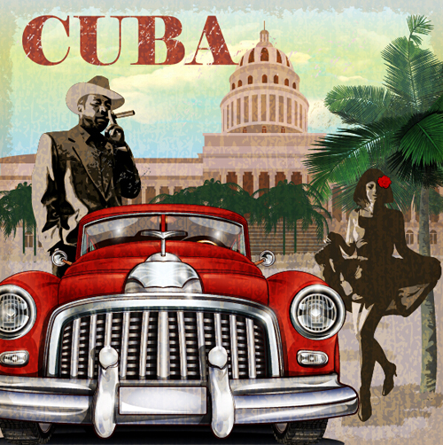 Car vintage poster design material vector 01 Car vintage poster design material vector 01