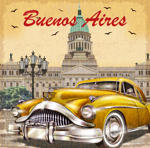 Car vintage poster design material vector 11 Car vintage poster design material vector 11