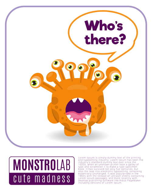 Cartoon madness monster with text box vector 01 Cartoon madness monster with text box vector 01