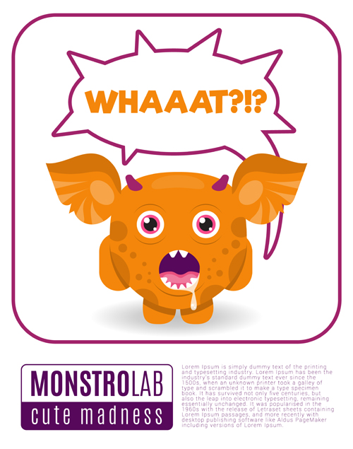 Cartoon madness monster with text box vector 02 Cartoon madness monster with text box vector 02