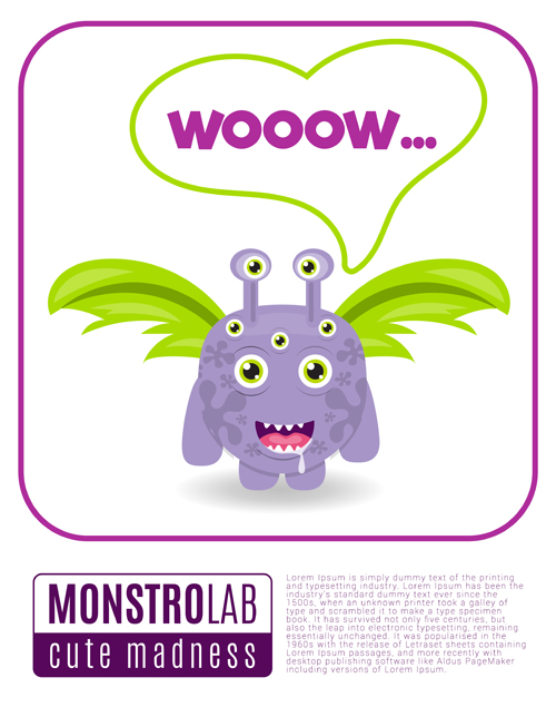 text monster madness cartoon box 