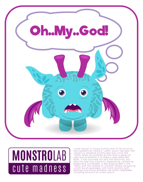 Cartoon madness monster with text box vector 10 Cartoon madness monster with text box vector 10