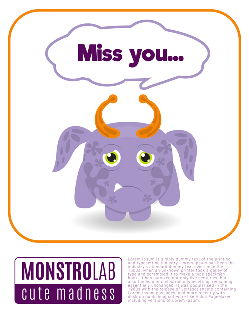 Cartoon madness monster with text box vector 13