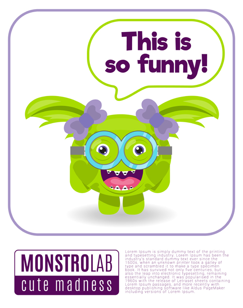 text monster madness cartoon box 